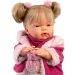 Llorens: Joelle 38cm-es síró baba cumival rózsaszín kabátban