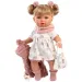 Llorens: Júlia 42cm-es síró baba cumival rózsaszín kabátban