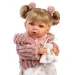 Llorens: Júlia 42cm-es síró baba cumival rózsaszín kabátban