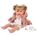 Llorens: Júlia 42cm-es síró baba cumival rózsaszín kabátban