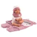 Llorens: Mimi 42cm-es síró baba rózsaszín macifüles puha hálózsákkal