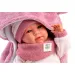 Llorens: Mimi 42cm-es síró baba rózsaszín macifüles puha hálózsákkal