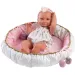 Llorens: Nica 40cm-es újszülött baba fagyi mintás ruhában ágyikóval