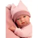 Llorens: Nica újszülött lány baba rózsaszín ruhában párnával 38cm