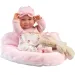 Llorens: Nica 40cm-es újszülött baba macival és rózsaszín ágyikóval