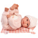 Llorens: Olivia 38cm-es síró baba kockás takaróval