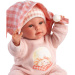 Llorens: Olivia 38cm-es síró baba kockás takaróval