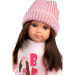 Llorens: Sara 35cm-es baba rózsaszín kötött sapkában