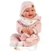 Llorens: Tala Sonrisas 44cm-es újszülött baba hanggal rózsaszín kezeslábasban