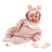 Llorens: Tala Sonrisas 44cm-es újszülött baba hanggal rózsaszín kezeslábasban