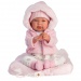 Llorens: Tina 44cm-es síró baba rózsaszín párnával
