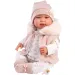 Llorens: Tina 44cm-es újszülött baba rózsaszín kapucnis mellényben