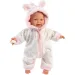 Llorens: Lány csecsemő baba puha gólya mintás pizsamában 31cm