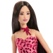 Barbie: Fashionista Barátnők barna hajú stílusos divatbaba leopárdmintás ruhában – Mattel