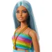 Barbie: Fashionista stílus baba színes csíkos ruhában - Mattel