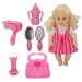 Dorina 38cm-es pisilő baba fodrász készlettel, kiegészítőkkel és hang effektekkel