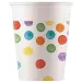 Színes pöttyös papírpohár 8db-os szett 200ml