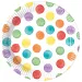 Fehér alapon színes pöttyös papírtányér 8db-os szett