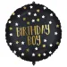 Szülinapi fólia lufi – "Birthday Boy" felirattal, fekete-arany csillagos 46cm