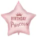 Szülinapi fólia lufi – „Birthday Princess” felirattal, csillag alakú, rózsaszín 46cm