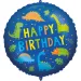 Szülinapi fólia lufi – „Happy Birthday” felirattal, dinoszauruszos mintával 46cm