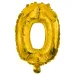 Számos fólia lufi arany színben – 0-ás szám 32cm