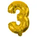 Számos fólia lufi arany színben – 3-as szám 86cm