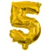 Számos fólia lufi arany színben – 5-ös szám 86cm