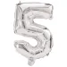 Számos fólia lufi ezüst színben – 5-ös szám 86cm