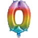 Számos fólia lufi metál szivárvány színben – 0-ás szám 34cm