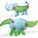 Quercetti: Tecno krokodilos és elefántos 3D Puzzle